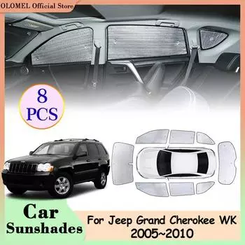 Солнцезащитные шторки для автомобиля Jeep Grand Cherokee WK 2005~2010, солнцезащитный козырек на заднее боковое стекло, полное покрытие лобового стекла, шторка с защитой от УФ-излучения