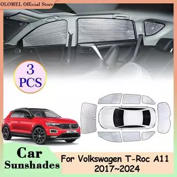 Солнцезащитные шторки с полным покрытием для Volkswagen VW T-Roc A11 D11 R-Line 2017~2024, шторки на лобовое стекло автомобиля, накладки на солнцезащитные козырьки, аксессуары