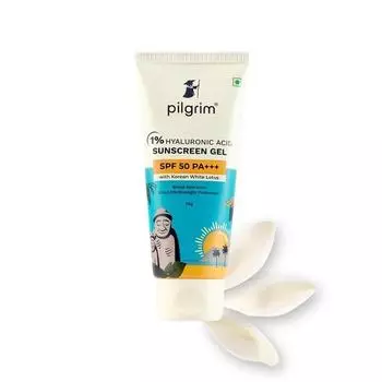 Солнцезащитный гель Pilgrim 1% гиалуроновой кислоты | Солнцезащитный крем SPF 50 +++ для мужчин и женщин | Широкий спектр | Все типы кожи | 50 г