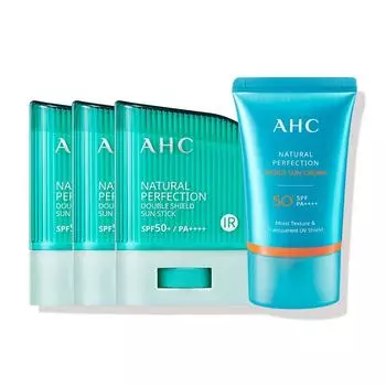 Солнцезащитный карандаш AHC Double Shield SPF50+ PA++++ 14 г x 3 шт + набор солнцезащитных средств 50 мл, 1 набор