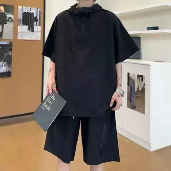 Солнцезащитный комплект из пенопластовой марли с капюшоном, комплект универсальной футболки с коротким рукавом свободного кроя XXXL