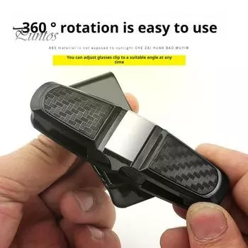 Солнцезащитный козырек для автомобильных солнцезащитных очков, держатель для карточек, вращающийся на 180 градусов, универсальный, простой в установке держатель для автомобильных солнцезащитных очков с зажимом для билетной карты чёрный