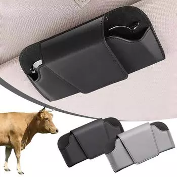 Солнцезащитный козырек из коровьей кожи, держатель для очков, износостойкие солнцезащитные очки из высококачественной кожи, защитный футляр для автомобильных очков чёрный