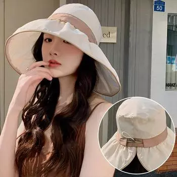 Солнцезащитный козырек из винила для детей, защита от ультрафиолета, складная шляпа-ведро корейской версии M56-58cm чёрный