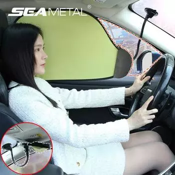 Солнцезащитный козырек на лобовое стекло автомобиля SEAMETAL, козырек от солнца на боковое окно, защита от ультрафиолета, летняя складная защита от солнца, автомобильные аксессуары 1 Piece синий