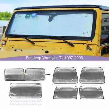 Солнцезащитный козырек на лобовое стекло автомобиля, складной солнцезащитный козырек, подходит для Jeep Wrangler TJ 1997-2006, аксессуары для салона автомобиля серебряный