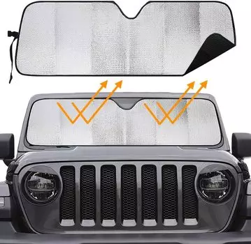 Солнцезащитный козырек на лобовое стекло для Jeep Wrangler TJ JK JKU 2&4 Door 2007-2018 Блокирует УФ-лучи Защитный козырек от солнца Солнцезащитный козырек Оконная шторка серебряный