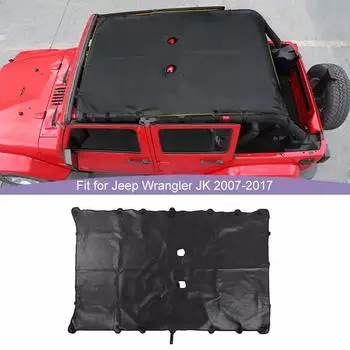 Солнцезащитный козырек, полностью сетчатый козырек, кожаный верхний чехол с защитой от ультрафиолета для Jeep Wrangler JK 2007-2017, 4-дверная версия, обеспечивает защиту от ультрафиолета, автомобильные аксессуары