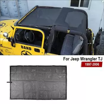 Солнцезащитный козырек с полной сеткой и защитой от УФ-лучей для Jeep Wrangler TJ 1997-2006 гг. Обеспечивает защиту от ультрафиолета, черный 159cm*111.5cm