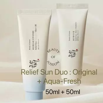 Солнцезащитный крем Beauty of Joseon Relief: Aqua Fresh Rice B5 + Пробиотики риса SPF50+ PA++++ 50мл+50мл Relief Sun Duo 50+50ml