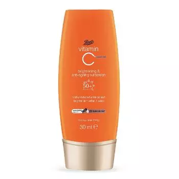 Солнцезащитный крем Boots Vitamin C Advanced Plus с эффектом осветления и омоложения Spf50+ Pa++++ 30 мл. 30 ml.