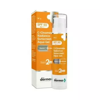 Солнцезащитный крем Derma Co C-Cinamide для всех типов кожи Spf 50 Aqua Gel, с витамином C и ниацинамидом, Pa++++, легкий - 50 г, упаковка из 1 шт.