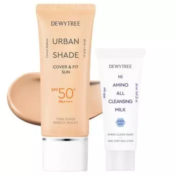 Солнцезащитный крем Dewytree Urban Shade Cover & Fit SPF50+ PA++++ 40 мл + очищающее молочко 20 мл, набор, 1 комплект