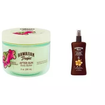 Солнцезащитный крем Hawaii Tropic Sunscreen, масло для тела Hawaiian Tropical After Sun с кокосовым маслом, 8 унций