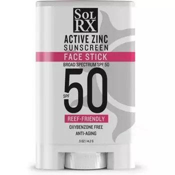 Солнцезащитный крем Hawaii Tropic UV Protection SolRX MINERL SPF 50 Face Sunscreen Stick - Zinc Oxide Sunscreen Stick Прозрачный, нежирный