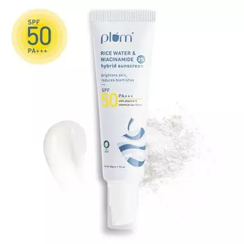 Солнцезащитный крем Plum 2% Niacinamide SPF 50 PA+++ с рисовой водой | Защита от UVA/UVB | Прошел дерматологические испытания |50 г