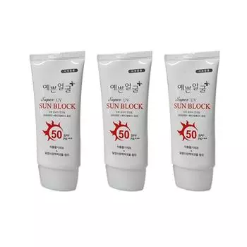 Солнцезащитный крем Pretty Face Super UV Sun Cream 50 SPF PA+++/аптека/солнцезащитный крем/УФ-солнцезащитный крем/основа под макияж, белый, 3 шт., 50 мл