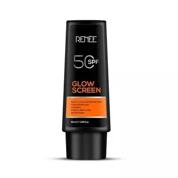 Солнцезащитный крем RENEE Glowscreen SPF 50 - 50 мл, PA++++ Защита от UVA и UVB, обогащен гиалуроновой кислотой и витамином C, максимальная защита кожи