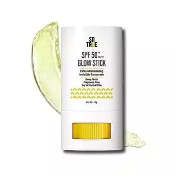 Солнцезащитный крем Sotrue SPF 50+ Glow Stick | Дополнительное увлажнение для сухой и нормальной кожи с нулевым белым оттенком и влажным финишем | Широкий спектр PA+++, 15 г 15 g