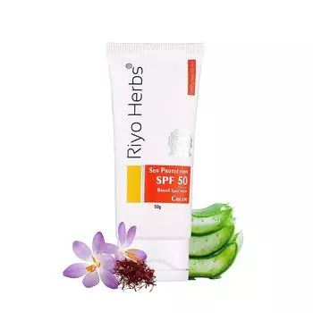 Солнцезащитный крем SPF50 50 г, с алоэ вера и шафраном для защиты от солнца, легкий крем | Помогает защитить вашу кожу от лучей UVA и UVB 50 gm