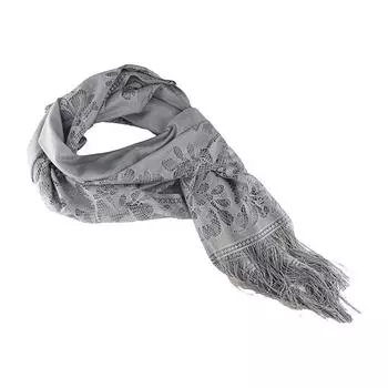Солнцезащитный кружевной шарф с кисточками из цветов, прозрачная вышитая цветочная шаль, платок на голову серый