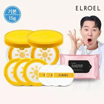 Солнцезащитный кушон Eloel 1 секундная коррекция Padefree 15 г оригинальный продукт 2 + сменный блок 3 + очищающая салфетка, оригинальный продукт 2 + сменный блок 3 + очищающая салфетка