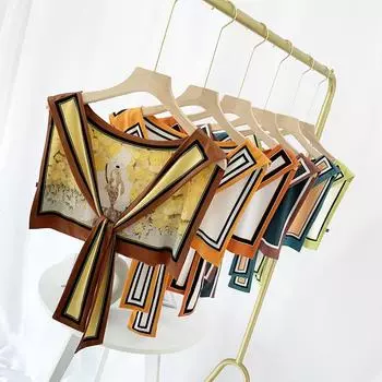 Солнцезащитный маленький шелковый шарф на плечо с ледяным шелком снаружи, защитная шаль для шейного отдела позвоночника, шелковый шарф для женщин, кондиционер, тонкий поддельный воротник Average size