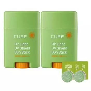 Солнцезащитный стик Kim Jeong-moon Aloe Cure Air Light UV Shield 20 г x 2 шт. + 2X крема 3,5 г x 2 шт. + очищающее средство 2 мл x 3 шт., 1 набор