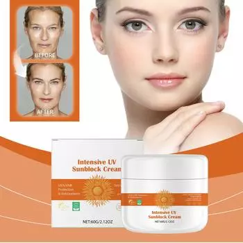 Солнцезащитный увлажняющий крем, Увлажняющий и осветляющий барьер, устойчивый к УФ-излучению, Натуральный крем для макияжа 1 шт, 60 г One Size оранжевый