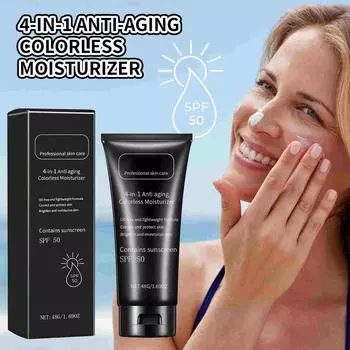 Солнцезащитный увлажняющий крем, увлажняющий крем со скваланом, солнцезащитный крем с защитой от ультрафиолета, осветляет кожу, увлажняет и защищает, 48 г/1,69 унции One Size белый