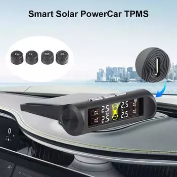 Солнечная энергия Авто Безопасность Умный внешний автомобиль TPMS 0.1-8Bar USB зарядка Универсальная система контроля давления в шинах Цифровой ЖК-дисплей Black
