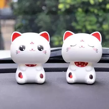 Солнечная энергия Милый кивающий кот Богатство Машущий Украшение Милый качающийся кивающий орнамент для автомобиля Украшения для рабочего стола Подарочная кукла