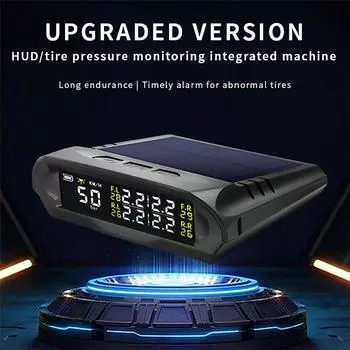 Солнечная энергия TPMS Автомобильная система сигнализации давления в шинах Автоматические системы охранной сигнализации Предупреждение о температуре в шинах чёрный