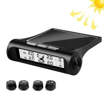 Солнечная энергия TPMS автомобильный датчик давления в шинах монитор автоматическая система безопасности предупреждение о температуре давления в шинах с 4 внешними датчиками чёрный