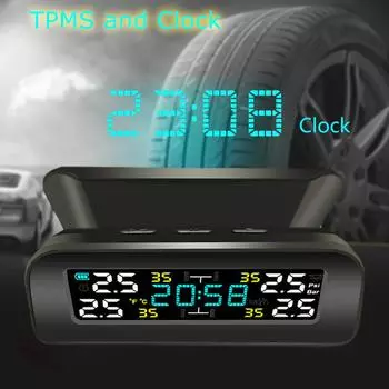 Солнечная энергия Умный автомобиль TPMS ЖК-дисплей Автоматическая охранная система температуры Сигнализация Высокоточный внешний/внутренний датчик с часами