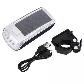Солнечная энергия USB водонепроницаемый светодиодный фонарь безопасности для ночной езды на велосипеде руль вспышка
