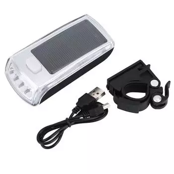 Солнечная энергия USB водонепроницаемый светодиодный фонарь безопасности для ночной езды на велосипеде руль вспышка