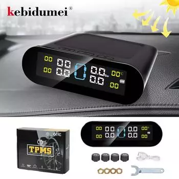 Солнечная автомобильная TPMS сигнализация давления в шинах цифровой цветной дисплей с 4 внешними датчиками водонепроницаемая система контроля давления в шинах