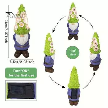 Солнечная цветочная шляпа, фигурка гнома, светящаяся безликая гномья эльфийская статуэтка из смолы, скульптура для сада, крыльца, двора, газона, украшение A