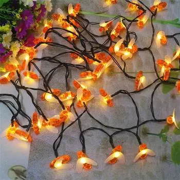 Солнечная гирлянда, милая медовая пчела, светодиодная гирлянда, 5 м, 20 светодиодов, пчела, уличный сад, свадьба, патио, вечеринка, украшение дома, спальни 0-5W