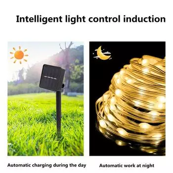 Солнечная гирлянда на солнечной батарее, водонепроницаемая, садовая, сказочная, рождественская, свадебная, уличная, декоративная, светодиодная, солнечная, кожаная, нить 5M 50LEDs разноцветный