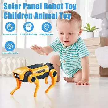 Солнечная игрушка-робот для собак, подвижные суставы, электрическая ходьба, механическая игрушка для кошек, детская обучающая игрушка для сборки животных, подарок для мальчиков и девочек