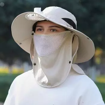 Солнечная кепка с защитой лица и шеи, защита от ультрафиолета UPF 50+ чёрный