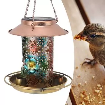 Солнечная кормушка для птиц на открытом воздухе, подвесные изысканные полые узоры, водонепроницаемые ретро кормушки для диких птиц для любителей птиц