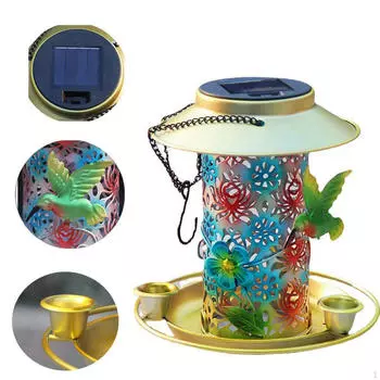 Солнечная кормушка для птиц, внешние кормушки, садовый фонарь, всепогодный, колибри