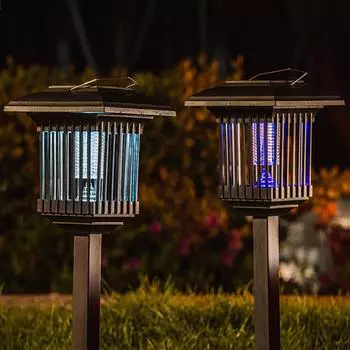 Солнечная лампа для уничтожения комаров, газонная лампа, устройство для защиты от насекомых, устройство для уничтожения насекомых, мух, электрическое шоковое средство от комаров 1 чёрный