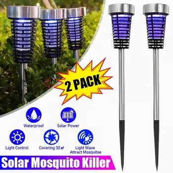 Солнечная лампа с лампой от комаров, 2 шт., садовая лампа для газона, светодиодная лампа на солнечной энергии, садовые вредители, насекомые, репелленты