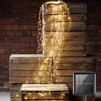 Солнечная лампа в виде лозы, медная проволока, гирлянды, 10 струн, 200 светодиодных гирляндных ламп для наружного сада, украшения рождественской елки 2M 5 Branch 100 Led теплый белый