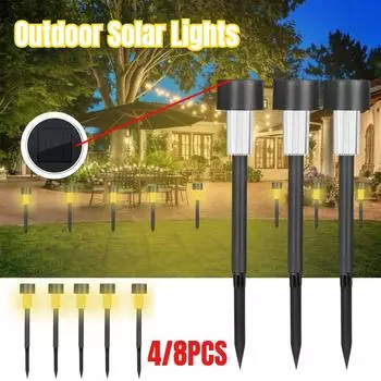 Солнечная лампа высокой яркости для зарядки, водонепроницаемая, для наружного ландшафтного освещения сада, для украшения двора и сада plastics-2pcs теплый белый