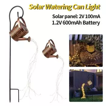 Солнечная лейка с подсветкой, уличные солнечные садовые светильники, садовый декор, солнечные светильники, водонепроницаемый подвесной фонарь для двора и патио